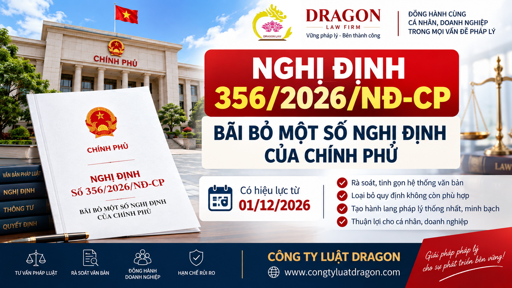 Nghị định 356/2026/NĐ-CP: Bãi bỏ một số nghị định của Chính phủ, có hiệu lực từ 01/12/2026